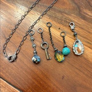 Vintage-Inspired Key and Gemstone Charms and Chain.